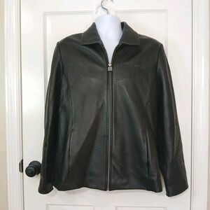 ​Vintage Men’s M Corvette Leather Jacket Black Embroidered Racing Streetwear